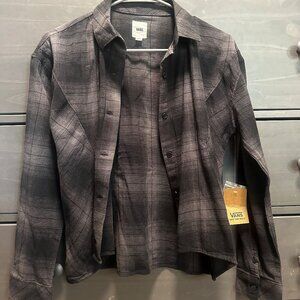 Vans Women's Black and Grey Plaid Flannel Size Small